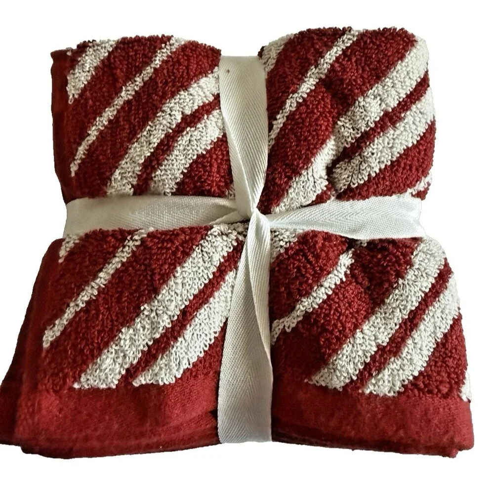 Brooks Brothers Christmas Washcloths Facecloths Set of 4 Red White 13x13